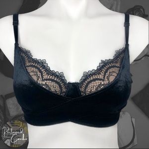 Intimately Free People Black Combo Aurora Velvet Bra - Size Medium